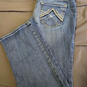 Ariat Blue Boot Cut Jeans with Embroidered Pocket